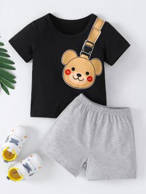 Mimmy Kids Baby Boys & Baby Girls Casual T-shirt Shorts(Black1)