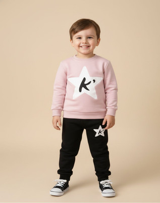 Highlightshop Boys & Girls Casual Sweatshirt Track Pants(Pink, Black)