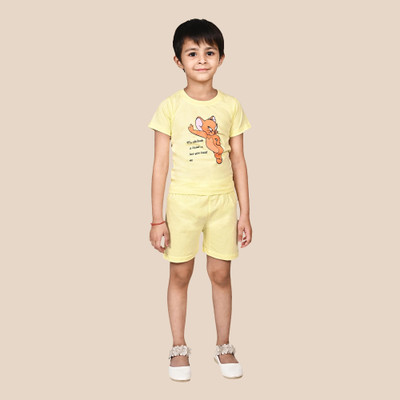 ENBOLD Boys & Girls Casual T-shirt Shorts(Yellow)