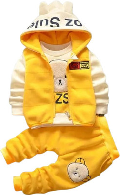 CALOTROPIS Baby Boys & Baby Girls Party(Festive) T-shirt Pant, Jacket(yellow)