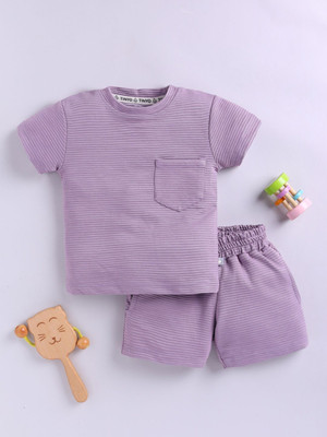 YK X Tinyo Boys & Girls Casual T-shirt Shorts(Mauve)