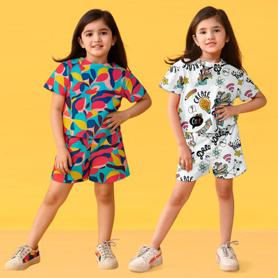 Chhutkoo Girls Casual T-shirt Shorts(WHITE)