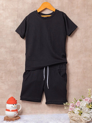 KRIVA Boys & Girls Casual T-shirt Shorts(Black)