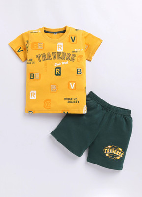 carrydreams Boys Casual T-shirt Shorts(MUSTARD)