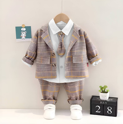 ULTRINA Baby Boys Party(Festive) Waistcoat Pant, Shirt, Bow Tie(RED)