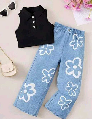 Infinity Creation Girls Party(Festive) Top Jeans(BLACK)