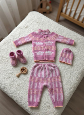 fayoon Baby Boys & Baby Girls Casual Vest Cap, Pant, Socks(BABY PINK)
