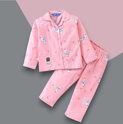 VRUKSHMANI Kids Nightwear Baby Boys & Baby Girls Printed Cotton Blend(Multicolor Pack of 1)