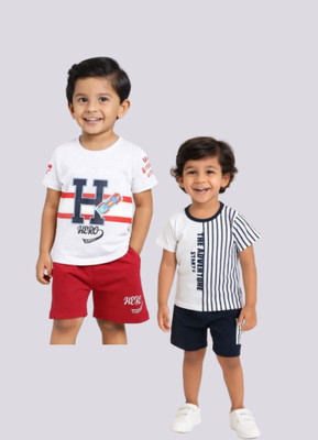 CUTOPIES Boys Casual T-shirt Shorts(RED & BLACK)