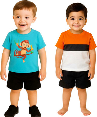 SEGRO Baby Boys & Baby Girls Casual T-shirt Shorts(MINT, ORANGE)