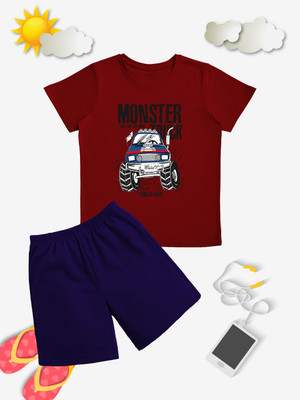 x2o Baby Boys & Baby Girls Casual T-shirt Shorts(Maroon)