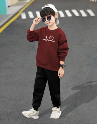 LGGARMENTS Boys Casual T-shirt Track Pants(Maroon_3)