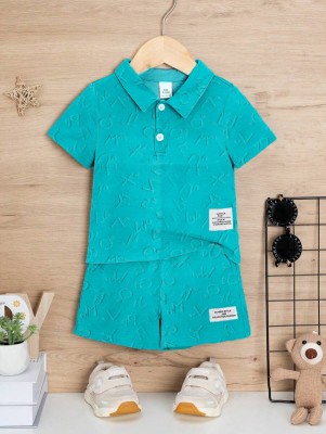 HIKUJ Boys Casual T-shirt Shorts(Aqua)