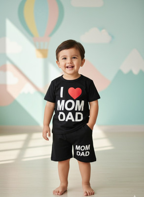 Aslihandresses Boys & Girls Steffi Love Casual T-shirt Pant(Black)