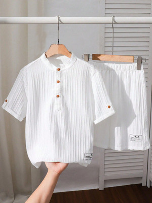 SEFVONA Baby Boys Party(Festive) Shirt Shorts(WHITE)