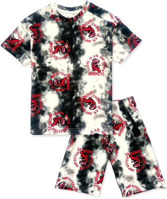 The TORN Baby Boys & Baby Girls Casual T-shirt Shorts(Black, red)