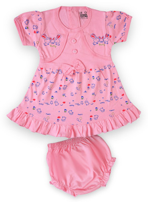 Wonder Klothes Baby Girls Casual Dress Bloomer(Pink)