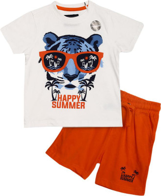 V-MART Boys Casual T-shirt Shorts(Off White)