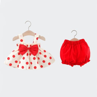 A M SWEET DRESSES Baby Girls Casual Top Shorts(Red, White)