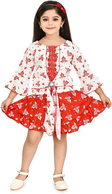 JY TRADERS Girls Casual Top Skirt(Red)