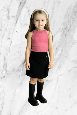 RIYASNHI Girls Casual Top Shorts(Pink, Black)