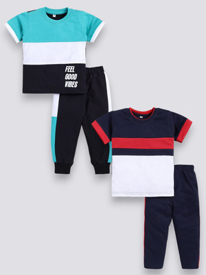 carrydreams Boys & Girls Casual T-shirt Trouser(SEAGREEN_RED)