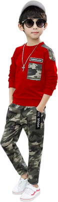 Sagar Impex Boys Casual T-shirt Pant(Red)