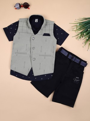 V-MART Boys Casual Shirt Shorts(Navy Blue)