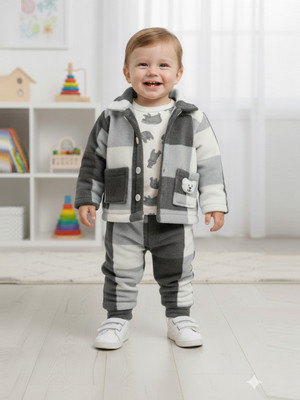 Pompidou Baby Boys Casual Jacket Pant(Grey)