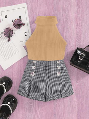 HouseOfCommon Baby Girls Steffi Love Party(Festive) Top Skirt(CHIKU)