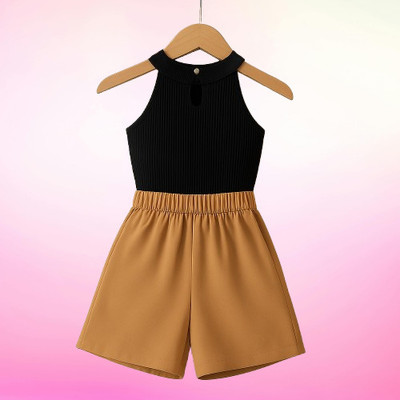 RIYANSHI Girls Casual Top Skirt(Black, Brown)