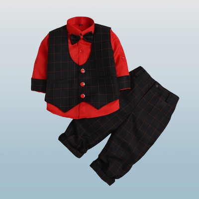 Asteria Baby Boys Party(Festive) Waistcoat Pant(RED)