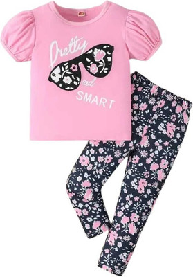HouseOfCommon Baby Girls Casual T-shirt Pant(PINK)