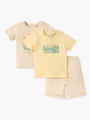 JUNIORS by Babyshop Boys Casual T-shirt Shorts(Beige_Yellow)