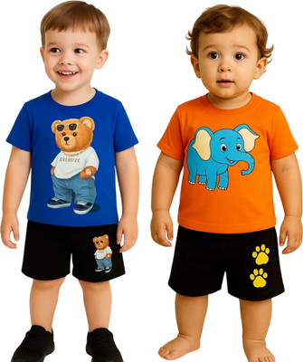 SEGRO Baby Boys & Baby Girls Casual T-shirt Shorts(ROYAL, ORANGE)