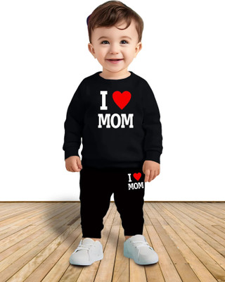 MGRS Baby Boys & Baby Girls Casual T-shirt Track Pants(Black)