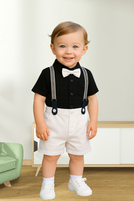 KRIYU CREATION Boys Party(Festive) Shirt Shorts(BLACK)