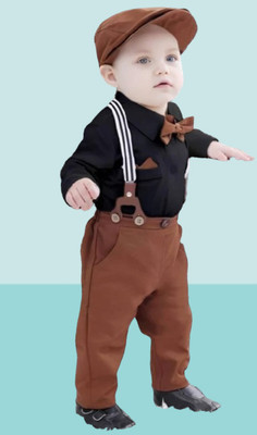 JANNIFASHION Baby Boys Casual Shirt Pant(BLACK, KAKHI)