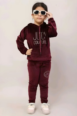 1stLov Boys & Girls Casual Track Suit Track Suit(Wine)