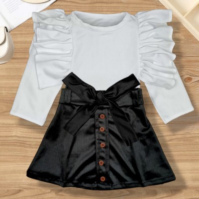 A Asma dresses Baby Girls Casual Top Skirt(Black)