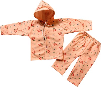 Kifayati Daam Baby Boys & Baby Girls Casual Jacket Pant(Orange)