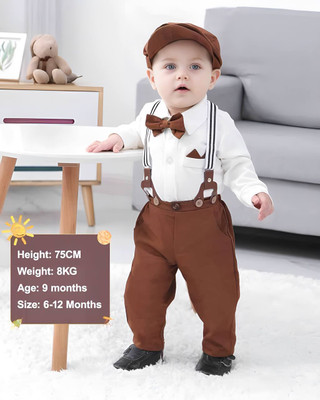 Bajuds Baby Boys & Baby Girls Party(Festive) Shirt Trouser(White)