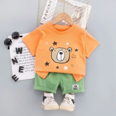 SANWARIA CLUB Baby Boys Casual T-shirt Shorts(ORANGE)