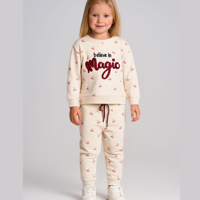 Nihvi Girls Casual Sweatshirt Track Pants(Peach)