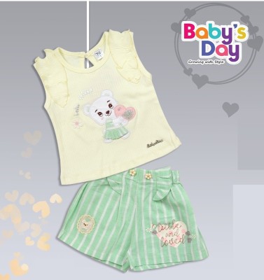 BABY'S DAY Baby Girls Casual Top Shorts(Green)