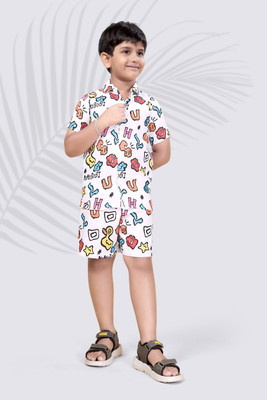 pehraava Baby Boys Party(Festive) Shirt Shorts(white)