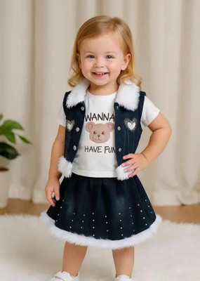 Divij Creation Baby Girls Casual Top Jacket, Skirt(Top,Jacket,Skirt)
