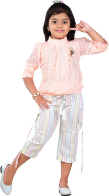 Worton Fashion Baby Girls Party(Festive) Top Capri(Peach)