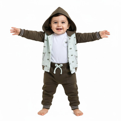 Neo Nate Baby Boys Casual Jacket T-shirt, Pant(Lt. Mint, White, Multicolor)
