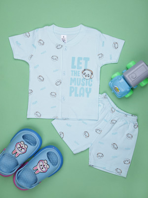 V-MART Baby Girls Casual T-shirt Shorts(Sky L. Blue)